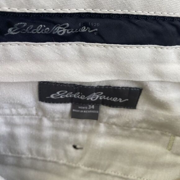Eddie Bauer Pants Mens Size 34 Tan Cotton Relaxed Fit Wrinkle Resistant Straight - Picture 13 of 15